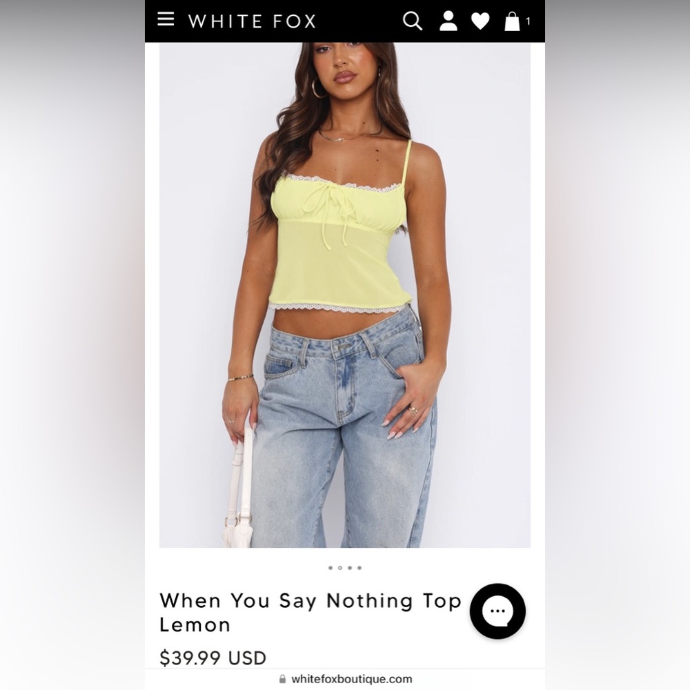 White Fox Boutique Yellow Top NWT